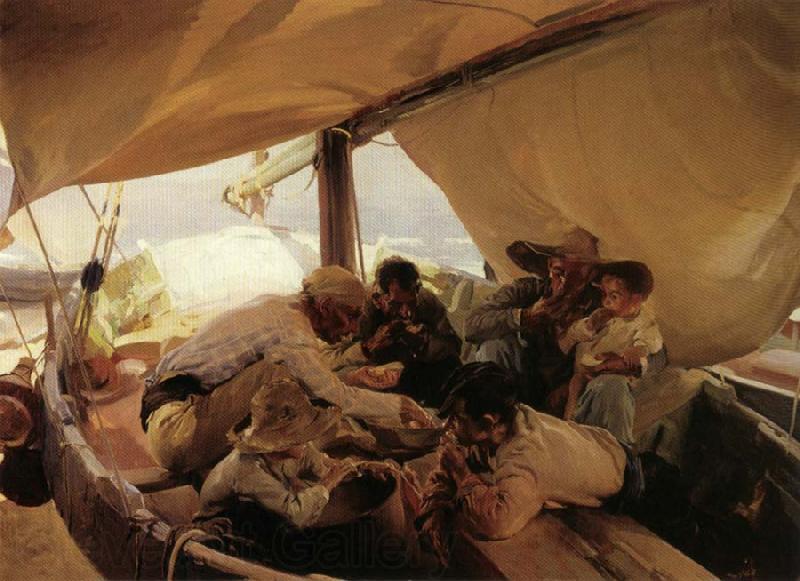 Joaquin Sorolla Y Bastida Eating on the Boat Norge oil painting art
